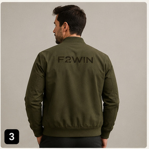 เสื้อแจ็คเก็ตบอมเบอร์สีเขียวมะกอกสำหรับผู้ชาย Force 2 Win คอปกแบบคอกลม ปิดด้วยซิป สวมใส่สบาย ทรงเข้ารูป ผลิตจากผ้าโพลีเอสเตอร์แคนวาส ระบายอากาศได้ดี เหมาะสำหรับฤดูหนาว - Product Image 3