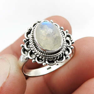 Natural Rainbow Moonstone Gemstone <b>Ring</b> Made of 925 Sterling <b>Silver</b> Handmade Vintage Boho Designer <b>Ring</b> For Women And <b>Men</b> - Product Image 4
