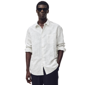 Camisa de Manga Larga para Hombre, Corte Holgado, Casual, con Botones al Frente, Cuello Tejido, Bolsillo en el Pecho, Personalizable OEM ODM, Ropa al por Mayor - Product Image 2