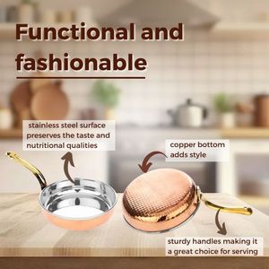 Ustensiles de service et de table de qualité supérieure pour hôtels et restaurants, poêle à sauce en acier martelé couleur cuivre avec longue poignée en laiton - Product Image 4