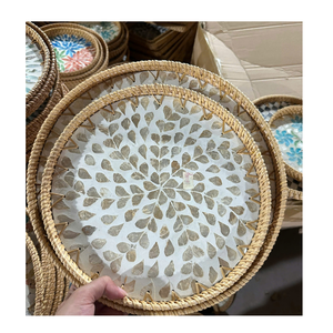ถาดหวายเวียดนามสุดหรู ประดับเปลือกหอยฝังลายโมเสก งานฝีมือทำมือ - Product Image 1