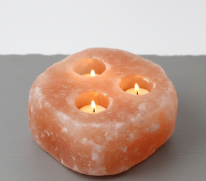 ชุดเชิงเทียนเกลือหิมาลัยสีชมพูธรรมชาติ พร้อมที่วาง 3 ชิ้น แกะสลักด้วยมือจากหินเกลือ สำหรับตกแต่งบ้านและสปา - Product Image 3