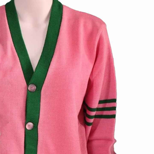Greek Sorority Fraternity Winter <b>Cardigan</b> V-Neck Women's Acrylic Knitted Embroidery Appliques Logo <b>Varsity</b> Button Customizable - Product Image 4