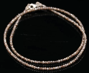 Collar de Plata de Ley 925 con cuentas de Rondelle facetadas de diamantes de champán naturales, collar de piedra pequeña - Product Image 4