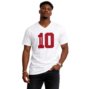 Camiseta Kappa Alpha Psi Número 10 con Cuello en V, Blanca, Ropa de Fraternidad Griega con Gráfico Audaz, Comodidad Premium y Ajuste Elegante - Product Image 1