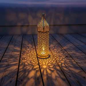 Metal LED <b>Lantern</b> Decorative Hollow Wind <b>Lamp</b> Battery Operated Traditional Patterned Atmosphere Decor 3 Sizes - Product Image 3