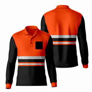 Chemises Polo de Travail à Manches Longues pour Hommes, Personnalisées en Gros, Bicolores, Haute Visibilité, Respirantes, Certifiées CE - Product Image 3