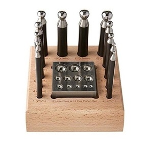 SUNTOOLS/STIPL Stainless Steel Dapping Block with <b>Punch</b> Mirror Finish <b>Set</b> with 12 Dies and 6 Pins for DIY Jewelry Making Tools - Product Image 1