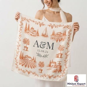 Pañuelo Cuadrado Personalizado de Prestigio con Sensación de Seda, Hiyab de Moda, Chal, Envoltura para la Cabeza, Marca Privada, Fabricante Textil OEM ODM - Product Image 1