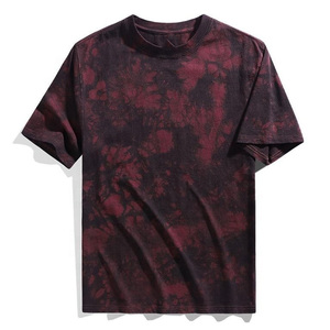 T-shirt noir tie-dye pour homme, manches courtes, col rond, coupe classique, streetwear décontracté, t-shirt graphique - Product Image 2