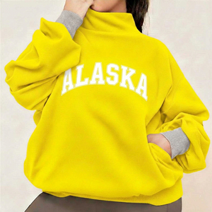 Custom <b>Black</b> <b>Womens</b> Drop Shoulder Oversized Crewneck <b>Fleece</b> Sweatshirt Loose Fit Casual Pullovers Wholesale USA UK Europe OEM - Product Image 5