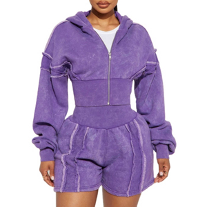 Nuevo Estilo de Sudaderas con Capucha Cortas para Mujer, Sudadera Corta Lisa de Color Sólido para Mujer, Informal - Product Image 1