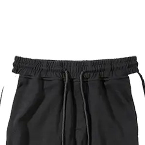 LAMA INDUSTRIES – Pantalon de jogging décontracté noir en lin/coton pour homme, taille élastique, braguette zippée, coupe croisée, printemps - Product Image 2