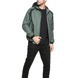 Chaqueta Deportiva de Otoño para Hombre, Personalizable, con Cuello Alto, Capucha, Transpirable, Frente de Lona, Venta al Por Mayor OEM - Product Image 3