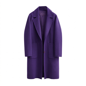 Wholesale Purple <b>Winter</b> Women's Breathable Eco-Friendly Woolen <b>Coat</b> Standard <b>Thickness</b> Full Sleeve Long Casual <b>Coats</b> - Product Image 1