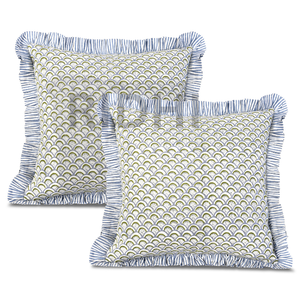 Housse de coussin en coton imprimé à la main avec fermeture éclair, motif floral carré, style harmonie, amovible et lavable, décoration de luxe - Product Image 1