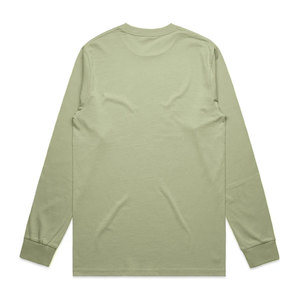 T-shirt décontracté à manches longues pour homme, col rond, couleur unie, coupe classique, vert olive - Product Image 2