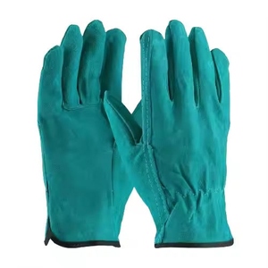 Gants de travail de sécurité en cuir de vachette gris robuste et durable de 7 oz, avec poignet élastique antidérapant, pour la construction générale et le jardinage - Product Image 5