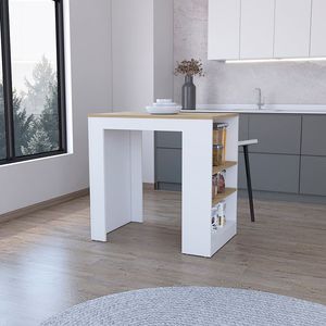 Harlan Counter Height <b>Kitchen</b> Island with 3 Side <b>Shelves</b> Durable Table Top <b>for</b> Your <b>Kitchen</b> - Product Image 6