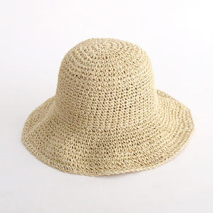 Wholesale SEAN Brand Frayed Raffia Straw Design Foldable Bucket Cap Woven Paper Straw <b>Hat</b> Summer <b>Women</b> <b>Beach</b> Travel UV Sun Shade - Product Image 3