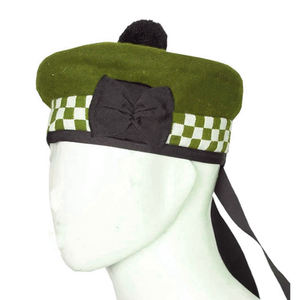 Gorro Escocés Balmoral Verde Oliva con Pompón Negro, 100% Lana, para Vestimenta Highland, OEM ODM - Product Image 2