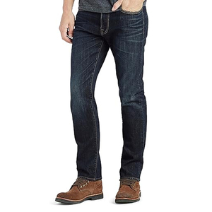 Jeans de Mezclilla para Hombre, Corte Slim Fit, Pierna Recta, Lavado Oscuro, Algodón de Peso Medio, Estilo Casual, para Otoño - Product Image 1