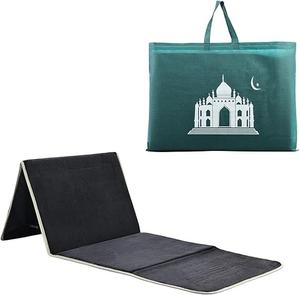 Alfombra de Oración Portátil Plegable de Terciopelo con Respaldo y Bolsa, Sejadah, Alfombras Plegables con Respaldo para Viajes - Product Image 3