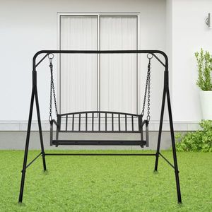 118*46*47cm Black Iron Art <b>Swing</b> <b>Frame</b> with Vertical Bar Backrest & Chain 200kg Patio <b>Swing</b> (<b>Swing</b> <b>Frames</b> Not Included) - Product Image 5