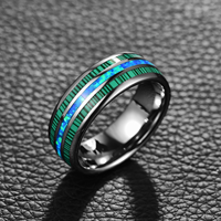 Bague en carbure de tungstène avec incrustation de malachite et d'opale bleue, alliance inspirée de la nature pour hommes et femmes, bijoux en pierres précieuses en gros