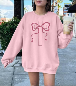 Suéter informal de manga larga para mujer, estampado antiencogimiento, con diseño de lazo de mariposa en ambos lados y logotipo frontal, para primavera/verano - Product Image 4