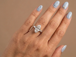 Lurba Jewels Marquise Cut Moissanite 14K Gold Certified Engagement Ring Three Stone Prong Set Women Anniversary Wedding - Product Image 5