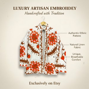 Chaqueta TNT Bordada a Mano con Diseño Floral |   Chaqueta Bomber Unisex de Invierno, Estilo Artesanal, Sin Tejido - Product Image 6