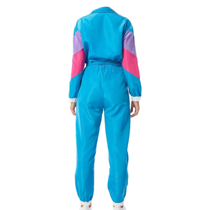 Ensemble de survêtement unisexe bicolore à manches longues avec fermeture éclair, en satin, coupe sportive régulière, respirant, en polyester, pour l'hiver - Product Image 4