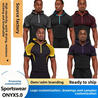 Camiseta de manga corta con capucha para hombre, camiseta de compresión para correr, secado rápido, para gimnasio, correr, camisetas deportivas, camisetas Rashguard, camiseta de entrenamiento ONYX5.0