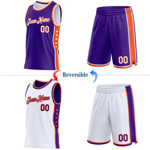 Tenue de basketball réversible tendance 2026 – Tailles personnalisées, ensembles de sport avec logo entièrement sublimé, design short marron - Product Image 2