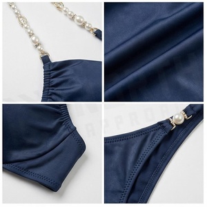 Ensemble de yoga 2 pièces imprimé papillon bleu avec finition dorée, body à col en V profond et jupe portefeuille longueur genou - Product Image 5