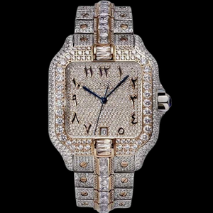 Reloj de Hombre con Diamantes de Moissanita Certificados, Esfera Cuadrada con Números Arábigos, Diamantes Redondos y Baguette, Personalizado, Superventas - Product Image 2