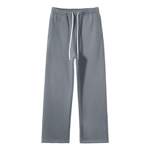 Men's Black Cotton Sweatpants Drawstring Elastic Waist Loose <b>Straight</b> <b>Leg</b> Casual Sports <b>Pants</b> - Product Image 3