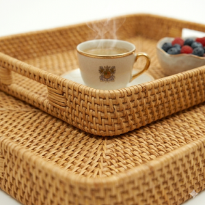 Bandeja de Servicio Rectangular de Mimbre y Ratán Hecha a Mano, Diseño Moderno para Hogar, Hotel y Restaurante, Precio al por Mayor OEM/ODM - Product Image 4