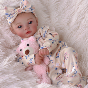 Poupées Reborn Babeside 17'' <span class=keywords><strong>Megan</strong></span>, yeux bleus, mignonnes, corps en tissu doux, barboteuse florale, prix d'usine, poupées Reborn prêtes à expédier - Product Image 3