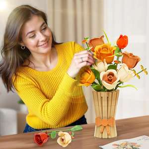 Bloques de Construcción de Ramo de Rosas, 868 Piezas, Flor Eterna en Jarrón, Ladrillos Decorativos para el Hogar, Regalo Romántico para Niñas en San Valentín, Juguetes DIY para Niños - Product Image 2