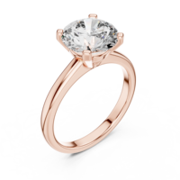 Anillo de compromiso clásico de moissanita chapado en oro de 14K con corte redondo y engaste de púas para mujer, ideal para fiestas.