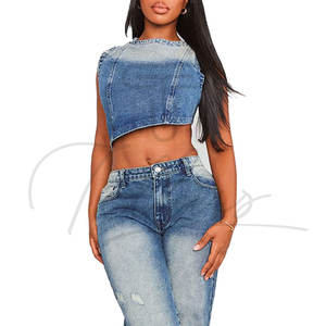 เสื้อครอปเดนิมขายดีที่สุดปี 2025 ราคาสมเหตุสมผล ออกแบบโลโก้ได้ตามต้องการ เสื้อผู้หญิงระบายอากาศได้ดี ราคาถูก - Product Image 2