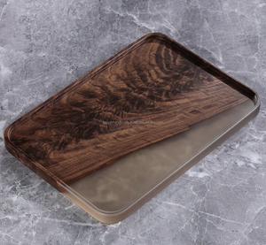 Luxury Home Decor Carved Large Natural Wood Plate Rectangle Walnut Wooden Food Serving Platters Tray from India - Product Image 5