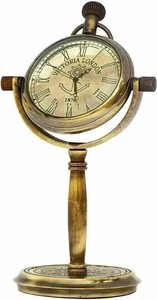 Vintage Brass <b>Desk</b> <b>Clock</b> Round Analog Table Timepiece Decorative Antique Style <b>Clock</b> for Home Office Desktop Decor - Product Image 4