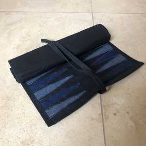 AQDAS INDUSTRIES Foldable <b>Backgammon</b> Set Navy Blue Leather Roll-Up Game <b>Board</b> with Wooden Checkers Dice Unisex Outdoor Party Use - Product Image 3