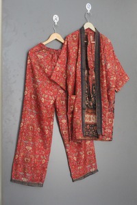 Ensemble pyjama kimono en soie pour femme, imprimé, en satin, doux, inspiré du sari, pour la nuit et la détente, vente en gros - Product Image 2