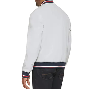 Lightweight Customized <b>Men's</b> Varsity Baseball Letter <b>Jacket</b> Blue Yellow Stand Collar Stitched Text Logo Embossed Breathable - Product Image 6