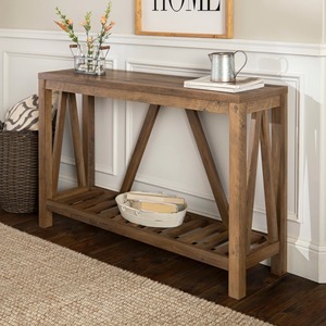 Mesa Consola Moderna Estilo Farmhouse con Superficie de Mármol Sintético Blanco, Base de Madera y Estante Inferior, Mueble para Entrada - Product Image 4