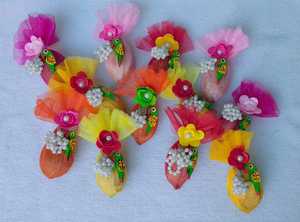 Handmade Parrot Potli Favor Bags Set Colorful <b>Net</b> <b>Fabric</b> Gift Pouches Wedding Return Gift Bags Haldi Mehendi Favor Pouches - Product Image 2